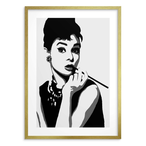 Plakat na ścianę Audrey Hepburn czarno biały portret szykownej