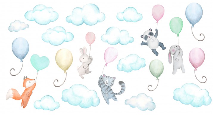 Naklejka ścienna dla dzieci - balony, chmurki 9746 - zdjęcie 2