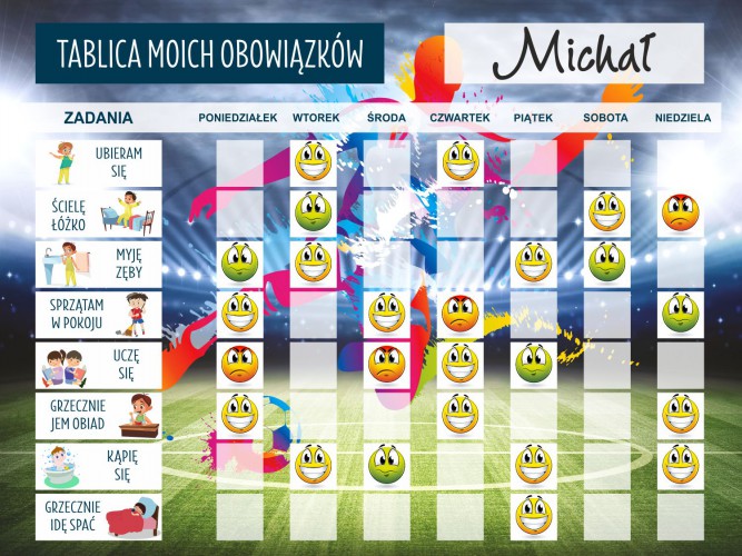 Tablica motywacyjna magnetyczna tablica z obowiązkami piłkarz 4524 - zdjęcie 5