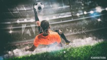 Football scene at night match with player ready to shoot the ball Naklejkomania - zdjecie 1 - miniatura