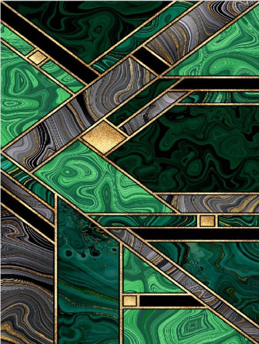 Plakat zielony złoto geometria 61164 - zdjęcie 2