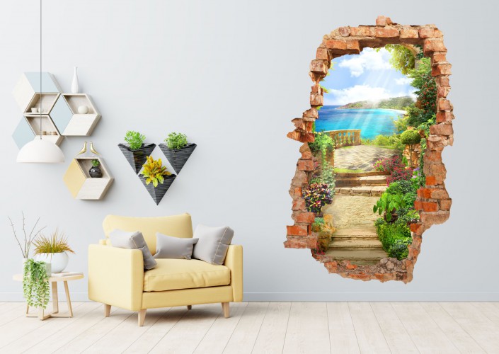 Naklejka na ścianę , dziura 3D  rajska kraina 3660 Naklejkomania - zdjecie 1