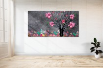 Obraz na ramie płótno canvas- obraz do sypialni drzewo, kwiaty 5148 Naklejkomania - zdjecie 2 - miniatura