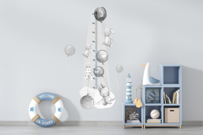 Naklejka ścienna dla dzieci -  miarka wzrostu króliczki balony 41515 - zdjęcie 2