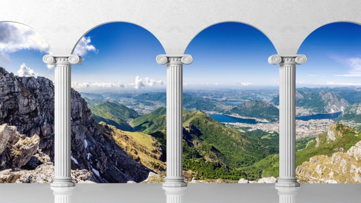 Fototapeta na ścianę tapeta na fizelinie do salonu sypialni z filarami krajobraz z górami 10620 - zdjęcie 2