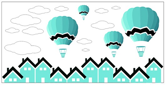 Naklejka ścienna dla dzieci -  balony, domki 2004 - zdjęcie 2