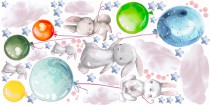Naklejki dla dzieci dziecka na ścianę gwiazdki króliczki z balonami 41457 Naklejkomania - zdjecie 2 - miniatura