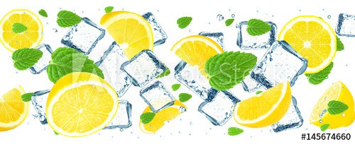 Lemon and ice cubes isolated - zdjęcie 1