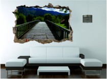 Naklejka na ścianę, dziura 3D most w lesie 341 Naklejkomania - zdjecie 1 - miniatura