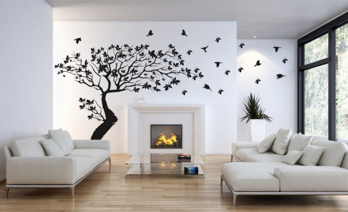 WYPRZEDAŻ 180x220 CZARNY WELUR Naklejki na ścianę 229 ścienne na ściany naklejka dekoracyjna ścienna drzewo Naklejkomania - zdjecie 1