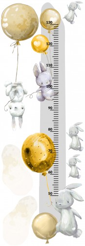 Naklejka ścienna dla dzieci -  miarka wzrostu baloniki króliczki 41508 Naklejkomania - zdjecie 1