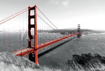 Golden Gate Bridge Red Pop on B&W Naklejkomania - zdjecie 1 - miniatura