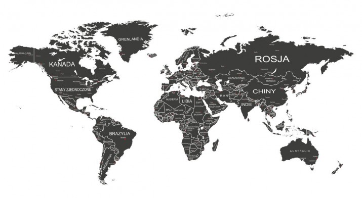 Naklejka ścienna - mapa świata ciemnoszara, polska mapa 20 - zdjęcie 2