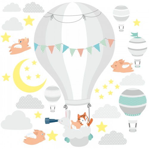 Naklejka ścienna dla dzieci -  balony, niebo 9723 - zdjęcie 2