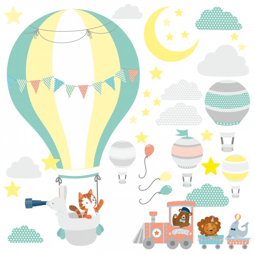 Naklejka ścienna dla dzieci -  balony, niebo 9727 - zdjęcie 2