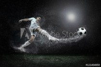 Splash of drops around football player under water Naklejkomania - zdjecie 1 - miniatura
