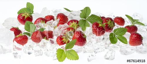 strawberries in the ice