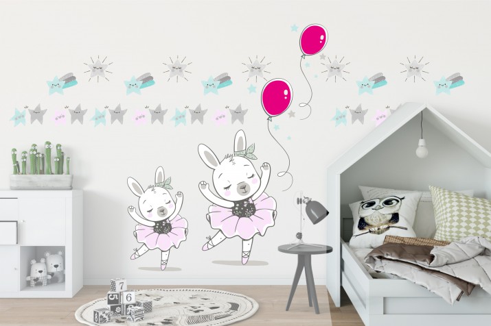 Naklejki dla dzieci - bajka, gwiazdki, królik, balon 9828 Naklejkomania - zdjecie 1