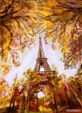 Street in paris. Eiffel tower -  illustration Naklejkomania - zdjecie 1 - miniatura