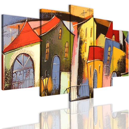Obrazy na ścianę 5 częściowy 41535 kolorowe miasto,malarstwo