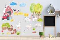 Naklejki na ścianę dla dzieci -  farma  traktor zwierzęta 10370 Naklejkomania - zdjecie 1 - miniatura