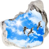 Naklejka na ścianę, dziura 3D chmury słońce niebo ptaki 3581 Naklejkomania - zdjecie 2 - miniatura