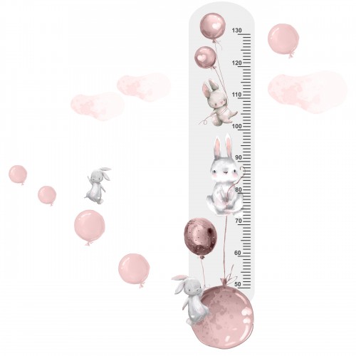 Naklejka ścienna dla dzieci -  miarka wzrostu króliki gwiazdki balony 41252 - zdjęcie 3