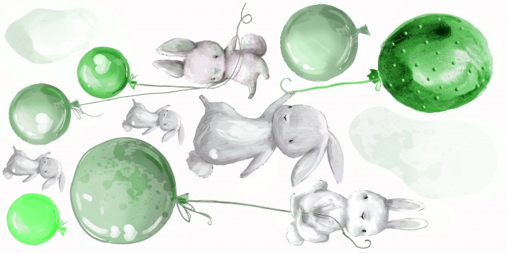Naklejki dla dzieci na ścianę króliki 41031 balony - zdjęcie 2