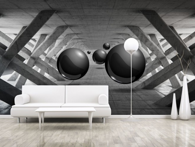 Fototapeta na ścianę tapeta na fizelinie do salonu sypialni biura tunel, kule 3d 10610
