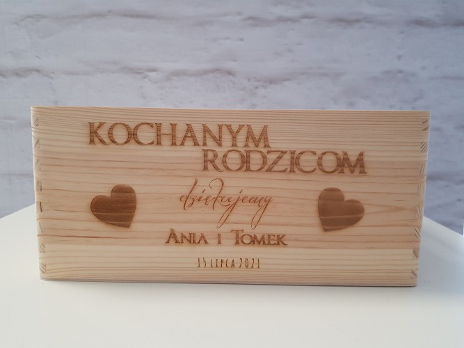 Skrzynka drewniana, prezent, podziękowania dla rodziców, ślub wesele, wzór 2 - zdjęcie 2