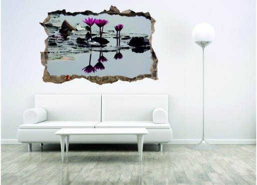 Naklejka na ścianę, dziura 3D lilie wodne 324 Naklejkomania - zdjecie 1