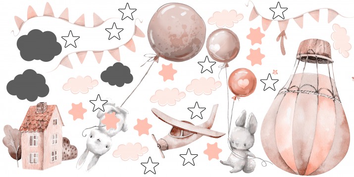 Naklejki ścienne dla dziecka balony chmurki gwiazdki  41310 - zdjęcie 2