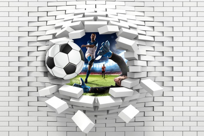 Fototapeta piłkarska  na ścianę dla dzieci młodzieży sport Tapety winylowe 3d 10698 tapeta piłkarska - zdjęcie 2