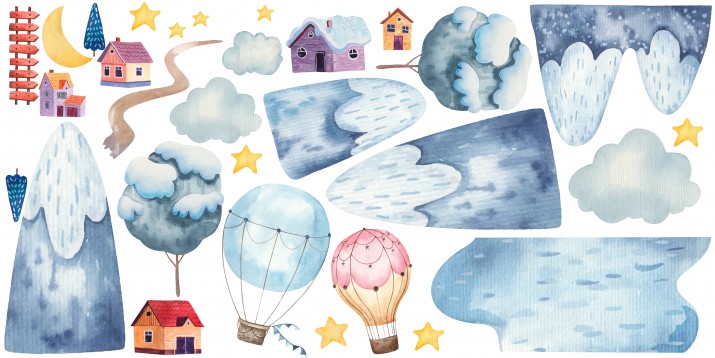 Naklejki dla dzieci dziecka na ścianę góry balony 41467 - zdjęcie 2