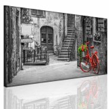 Obraz na ramie płótno canvas- pejzaż, uliczka, rower 15078 Naklejkomania - zdjecie 1 - miniatura