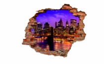 Naklejka na ścianę, dziura 3D  cegły Miasto budynki Nowy Jork 3075 Naklejkomania - zdjecie 2 - miniatura
