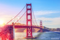 Scenic Golden Gate Bridge in San Francisco, California, USA, during sunset Naklejkomania - zdjecie 1 - miniatura