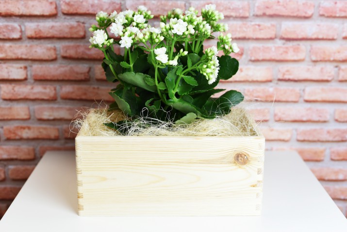 Skrzynka drewniana, prezent podziękowanie skrzynka na kwiaty drobiazgi
