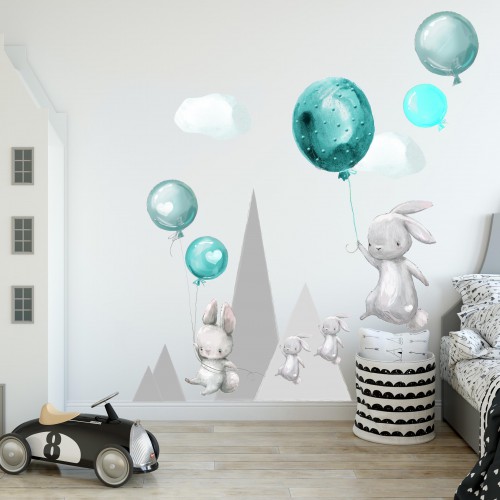Naklejka ścienna dla dzieci - balony, chmurki 9833 Naklejkomania - zdjecie 1