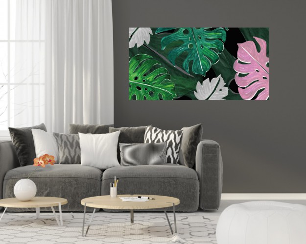 Obraz na ramie płótno canvas- Liście monstera monster kwiaty 10418 - zdjęcie 2