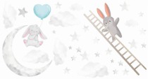 WYPRZEDAŻ Naklejki dla dzieci dziecka na ścianę króliczek na księżycu 40344 80x160 Naklejkomania - zdjecie 2 - miniatura