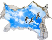 Naklejka na ścianę, dziura 3D niebo ptaki chmury 3520 Naklejkomania - zdjecie 2 - miniatura