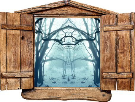 Naklejka na ścianę, dziura 3D drewniane okno las zima drzewa 1024 - zdjęcie 2