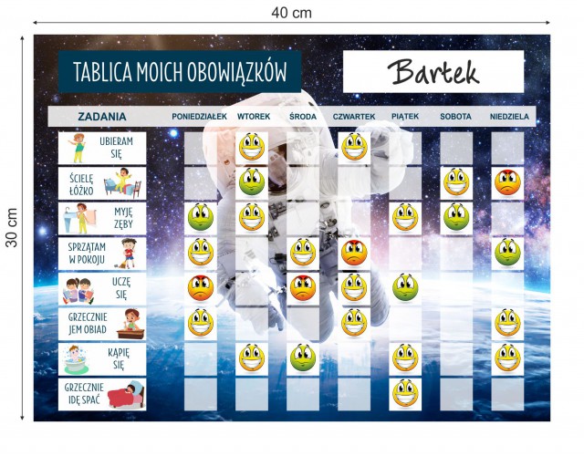 Tablica motywacyjna magnetyczna tablica z obowiązkami kosmonauta 4533 - zdjęcie 5