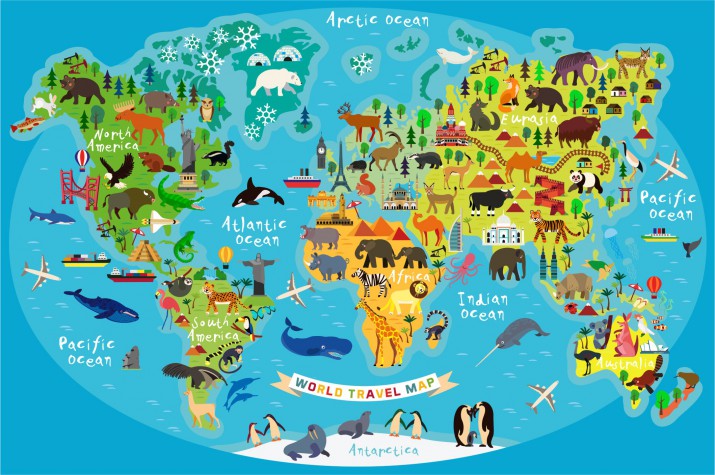 Tapeta na ścianę samoprzylepna  284792616  mapa świata kolorowa - zdjęcie 2