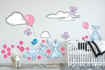 Naklejki dla dzieci - bajka, misie, chmurki, balony 15032 Naklejkomania - zdjecie 1 - miniatura