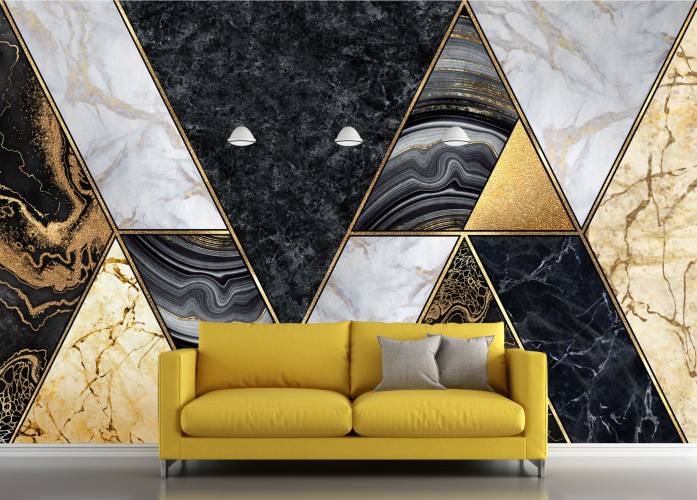 Flizelinowa tapeta do pokoju na ściane 9937 trójkąt złoto