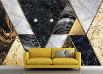Flizelinowa tapeta do pokoju na ściane 9937 trójkąt złoto Naklejkomania - zdjecie 1 - miniatura