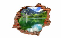 Naklejka na ścianę, dziura 3D  cegły góry jezioro 3025 Naklejkomania - zdjecie 2 - miniatura