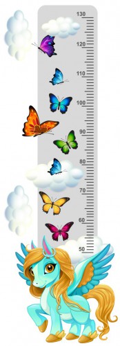 Naklejka ścienna dla dzieci -  miarka wzrostu jednorożec motyle 40042 - zdjęcie 2